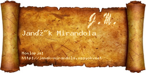 Janák Mirandola névjegykártya